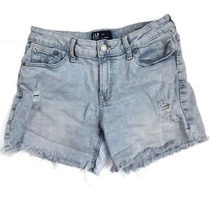 GAP 5'' Stonewash‎ Distressed Raw Hem Denim Shorts Women's Size 4 / 27